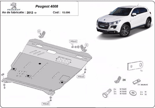 Engine - metallic shield Peugeot 4008 (2.5mm)