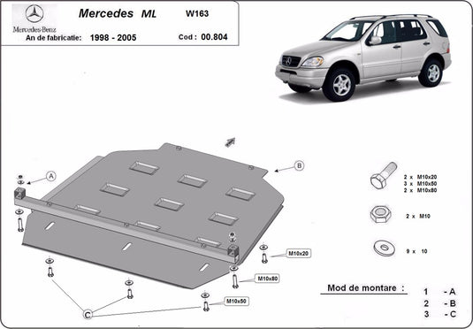 Gearbox - metallic shield Mercedes ML W163 (3mm)