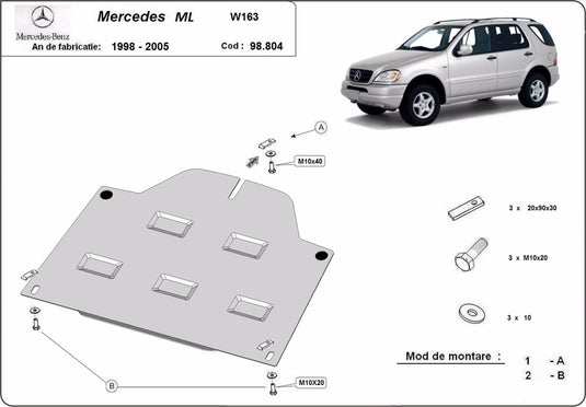 Rear Differential - metallic shield Mercedes ML W163 (3mm)