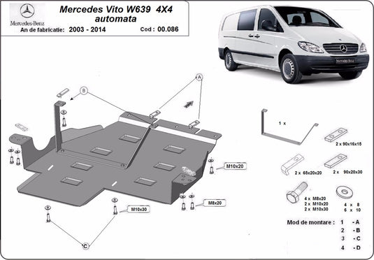 Scut metalic cutie de viteză Mercedes Vito W639, motorizare 4x4, cutie de viteză automată (2.5mm)