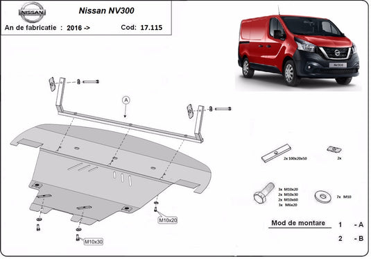 Engine - metallic shield Nissan NV300 (2mm)