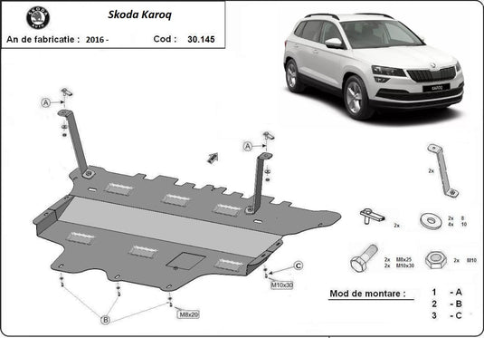Engine - metallic shield Skoda Karoq - cutie de viteză manuală (2mm)
