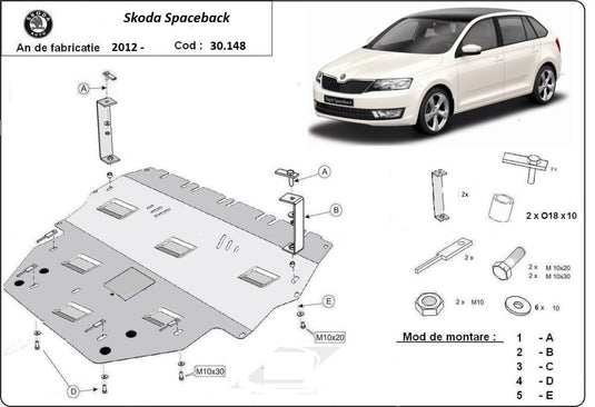Motor - scut metalic Skoda Spaceback (2mm)