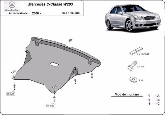 Scut Motor Metalic Mercedes C-class W203 (2mm)