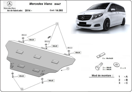 Engine - metallic shield Mercedes Viano W447, 4x2, 1.6 D (2.5mm)