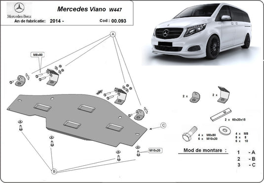 Scut metalic for sistemul Stop&GO Mercedes Viano W447, 4x2, 1.6 D (2.5mm)