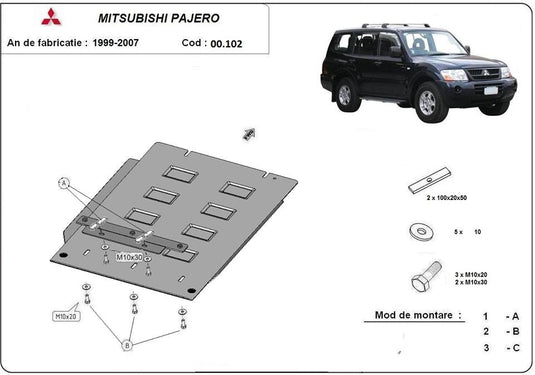 Gearbox - metallic shield Mitsubishi Pajero III (V60, V70) (3mm)