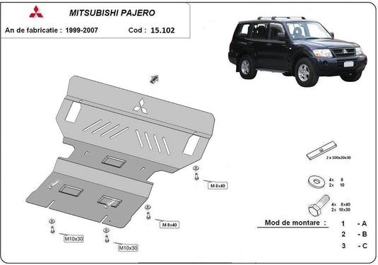 Engine - metallic shield Mitsubishi Pajero III (V60, V70) (3mm)