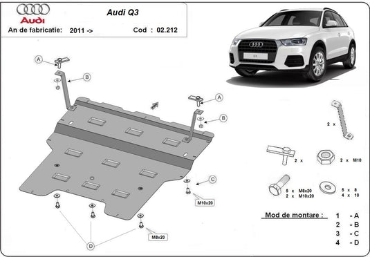 Engine - metallic shield Audi Q3 (2mm)