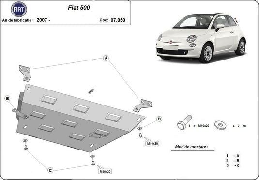 Engine - metallic shield Fiat 500 (2mm)