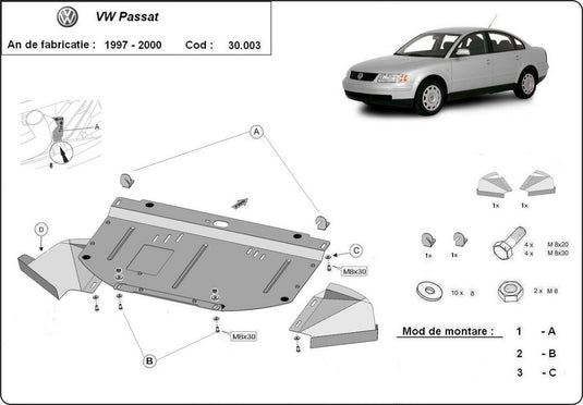 Engine - metallic shield VW Passat B5 (2mm)