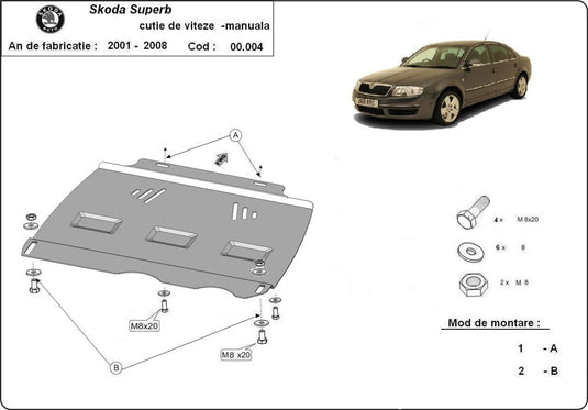 Cutie de viteze - scut metalic Skoda Superb (2mm)