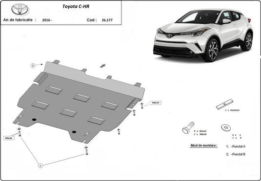 Moteur - bouclier métallique Toyota C-HR (2 mm)
