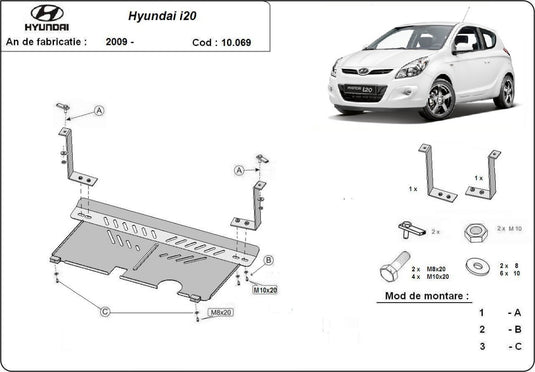 Engine - metallic shield Hyundai i 20 (2mm)