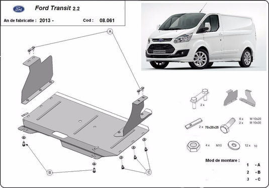 Scut motor Ford Transit (tracțiune față) (2mm)