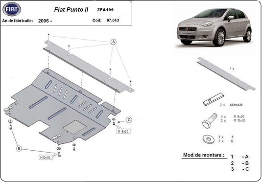 Engine - metallic shield Fiat Punto 2 (2mm)