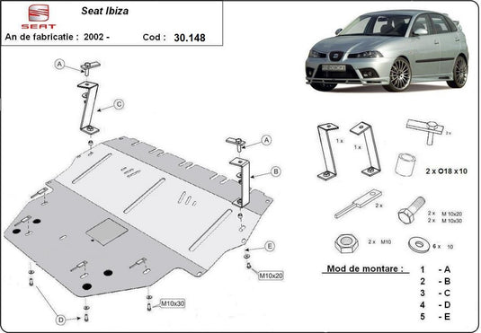 Engine - metallic shield Seat Ibiza Diesel (2mm)