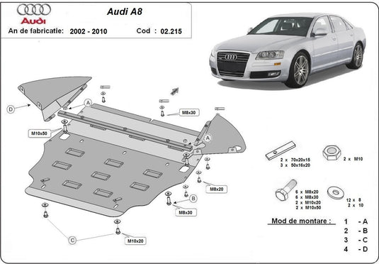 Engine - metallic shield Audi A8 (2mm)