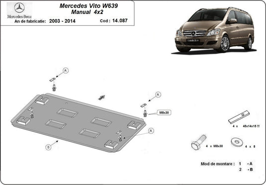 Engine - metallic shield Mercedes Viano W639 - 2.2 D 4x2 (2mm)