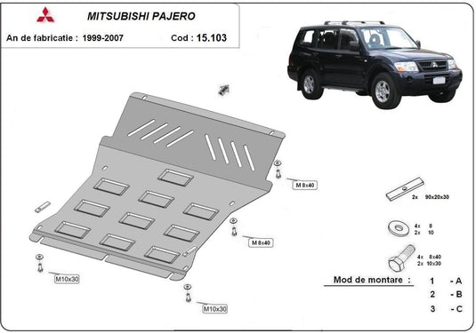 Engine - metallic shield Mitsubishi Pajero III (V60, V70) Vers. 2.0 (3mm)