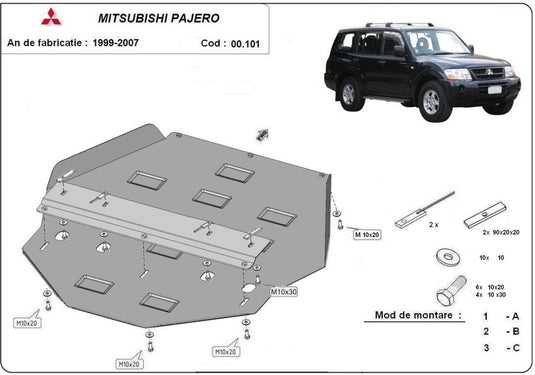 Gearbox - metallic shield Mitsubishi Pajero III (V60, V70) Vers. 2.0 (3mm)