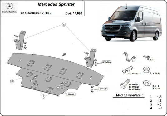 Engine - metallic shield Mercedes Sprinter-Tracțiune spate (2mm)