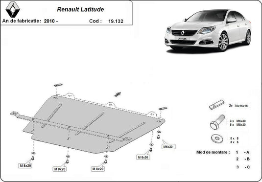 Engine - metallic shield Renault Latitude (2mm)