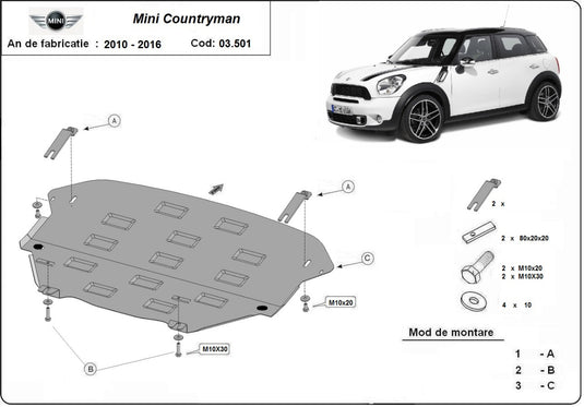 Engine - metallic shield Mini Countryman (2mm)