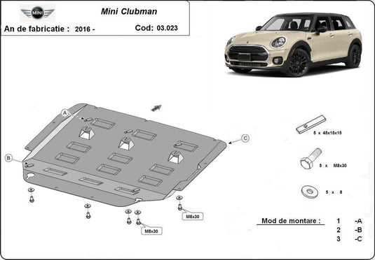 Engine - metallic shield Mini Clubman (2mm)