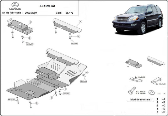 Engine - metallic shield Lexus GX (2.5mm)
