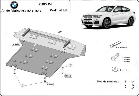 Engine - metallic shield BMW Seria X4 F26 (2mm)
