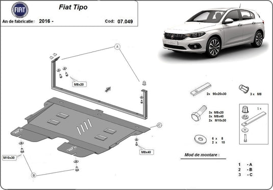 Engine - metallic shield Fiat Tipo (2mm)