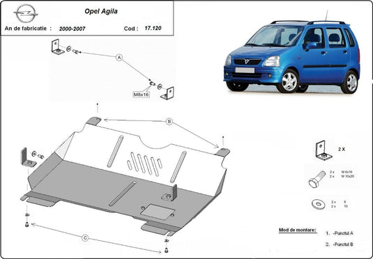 Engine - metallic shield Opel Agila (H00) (2mm)