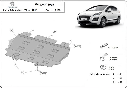 Engine - metallic shield Peugeot 3008 (2mm)
