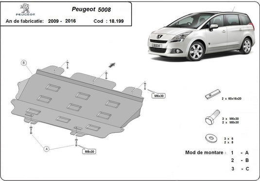 Engine - metallic shield Peugeot 5008 (2mm)