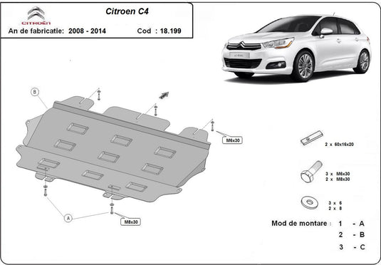 Engine - metallic shield Citroen C4 (2mm)