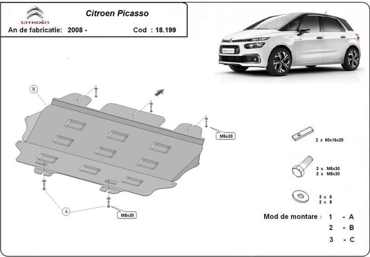 Engine - metallic shield Citroen C4 Picasso (2mm)