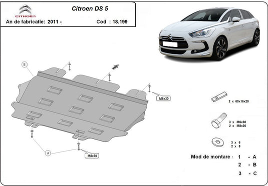 Engine - metallic shield Citroen DS5 (2mm)