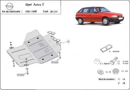 Engine - metallic shield Opel Astra F (2mm)