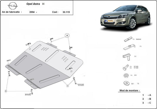 Engine - metallic shield Opel Astra H (2mm)
