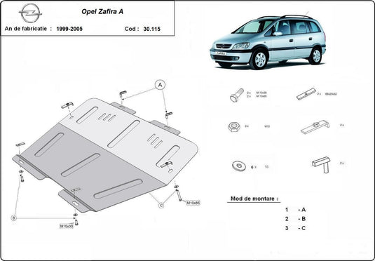 Engine - metallic shield Opel Zafira (2mm)