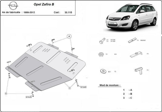 Engine - metallic shield Opel Zafira B (2mm)