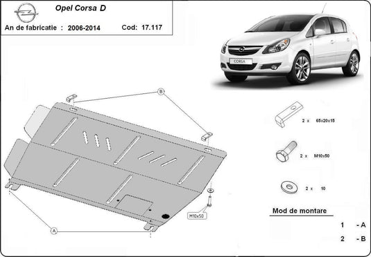 Engine - metallic shield Opel Corsa D (2mm)