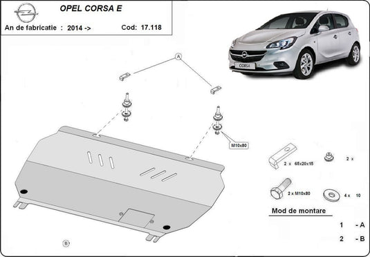 Engine - metallic shield Opel Corsa E (2mm)