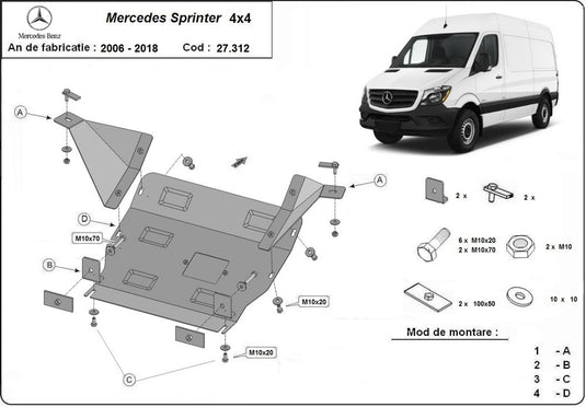 Engine - metallic shield Mercedes Sprinter 4x4 (2.5mm)