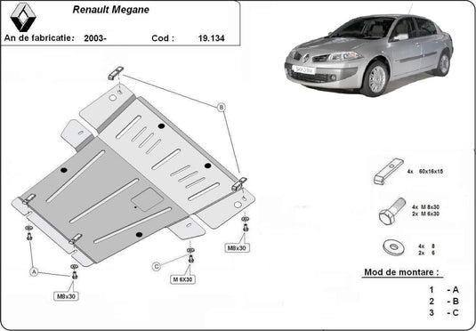 Engine - metallic shield Renault Megane (2mm)