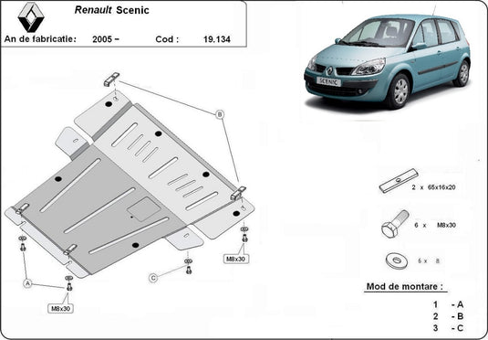 Engine - metallic shield Renault Scenic 2 (2mm)