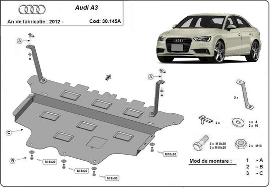 Motore - SHIELD METALLIC AUDI A3 (8V) - Cutie Viteză Automată (2 mm)