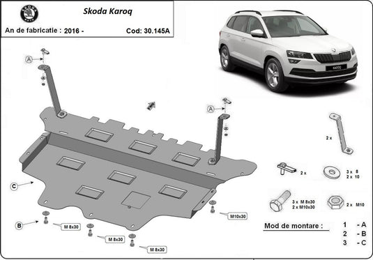 Engine - metallic shield Skoda Karoq - cutie de viteză automată (2mm)