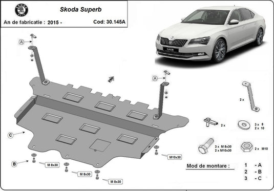Engine - metal shield Skoda Superb - cutie de viteză automată (2mm)